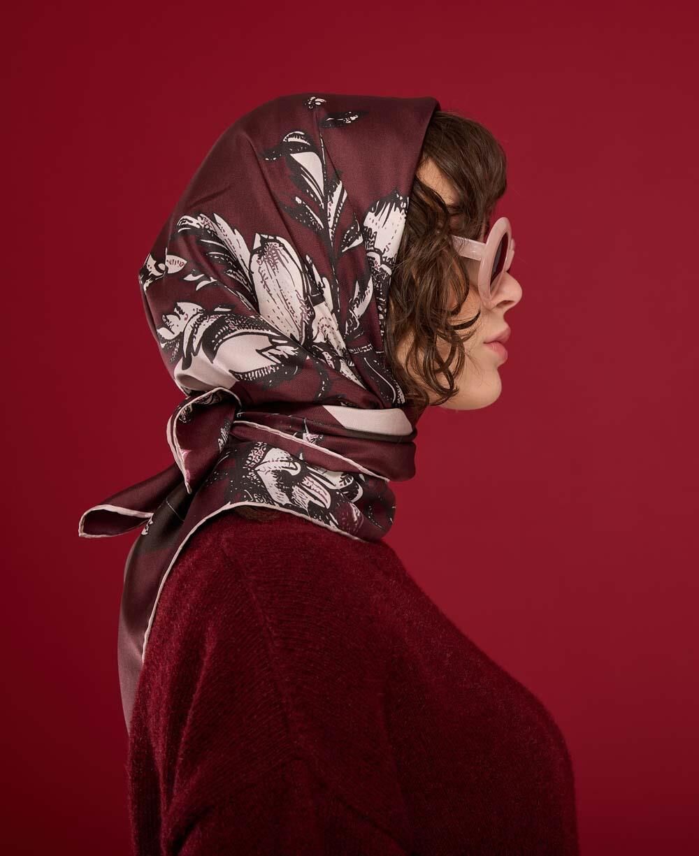 KARDELEN EŞARP 90x90 - BORDO