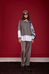 POPLİN DETAYLI SWETSHIRT