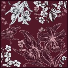 LEYLAK EŞARP 90x90 - BORDO