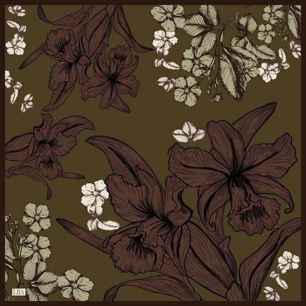 LEYLAK EŞARP 90x90 - KAHVE